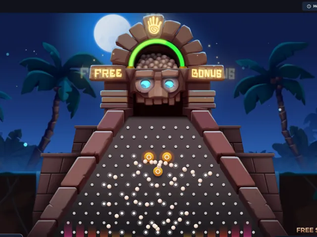 Tavolo di Plinko Aztec di InOut: piramide di pioli dentro un tempio azteco